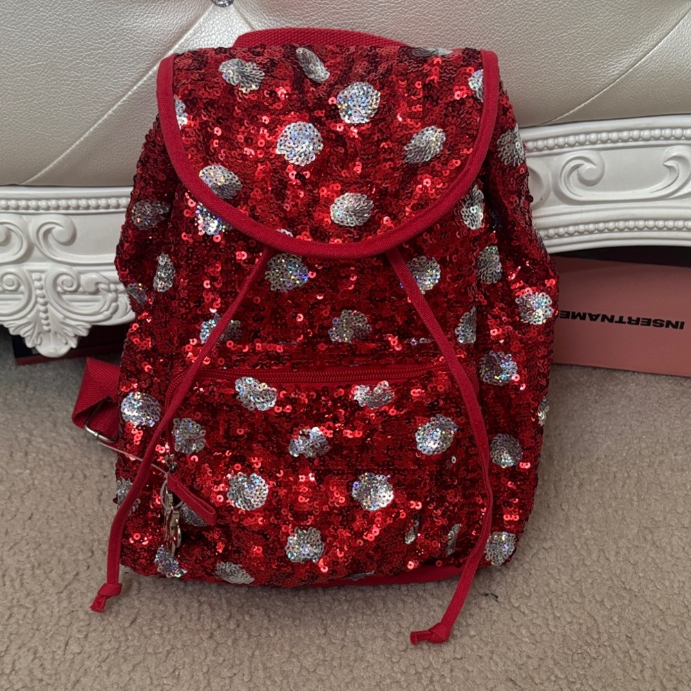 Disney Parks Sequin Red Minnie Mouse Backpack